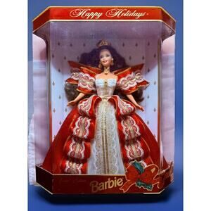 RARE Holiday Barbie 1997 Green Eyes Happy Holidays Special Edition NIB